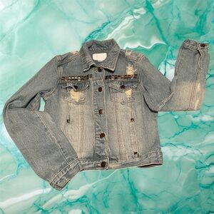 DOLLHOUSE Blue Denim Distressed Jacket - Size Small